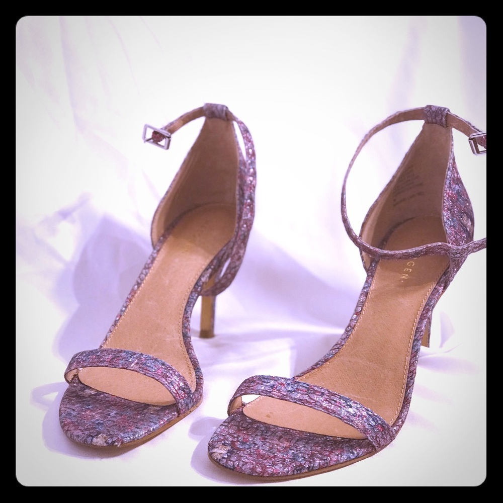 Halogen multi colored sparkled open toe heels